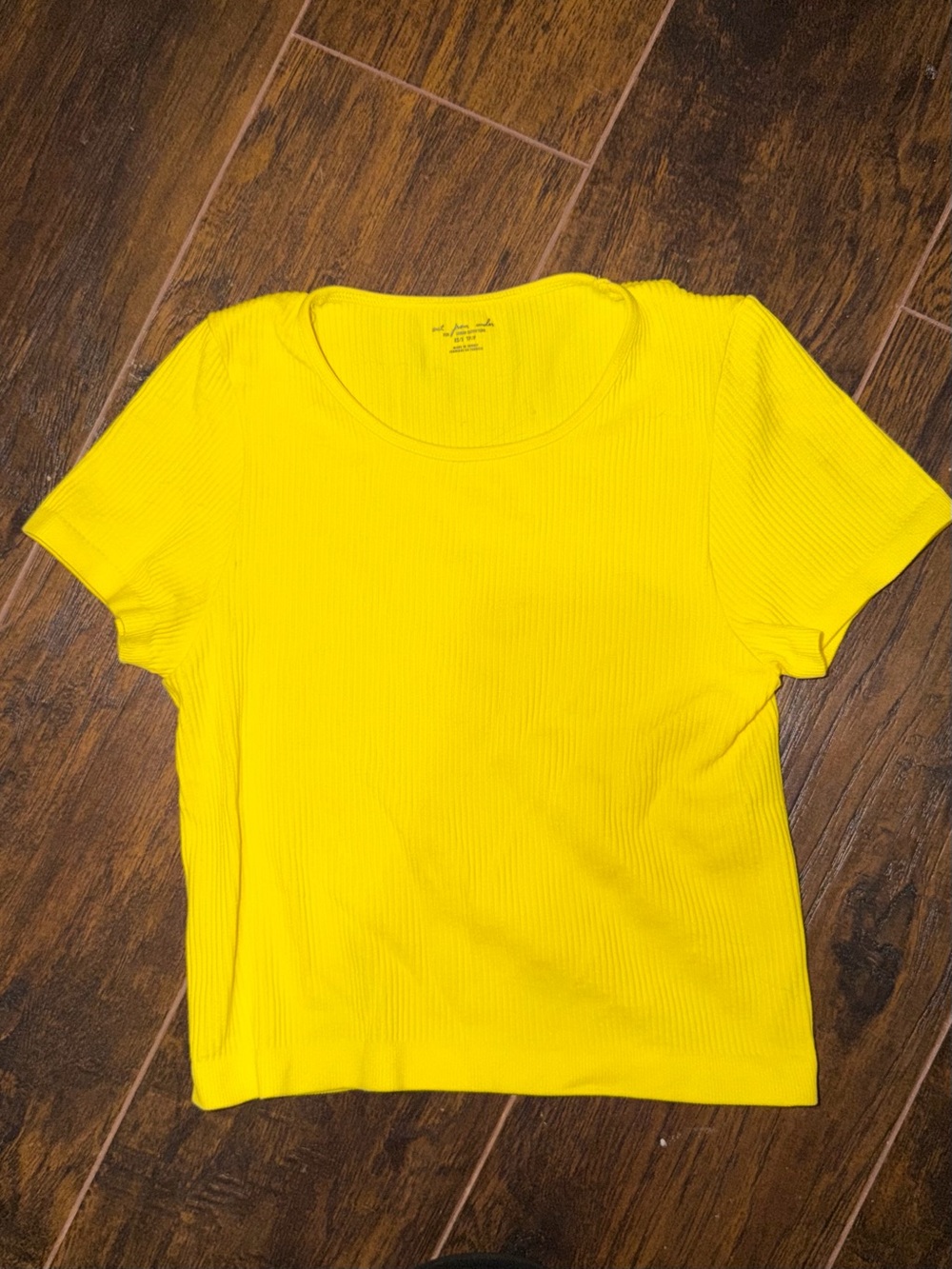 Yellow Ribbed Short Sleeve Tee